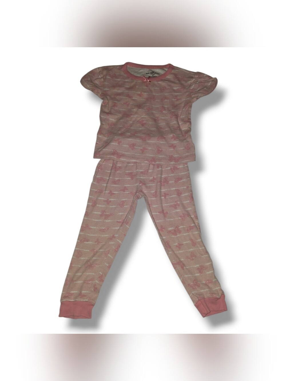 Girls Pink Butterfly 'Happy to be Me' Pajama Set - Soft Pink